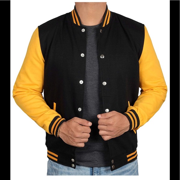 High School Baseball Varsity Jacket Mens Decrum Black and Grey Letterman Jacket Men